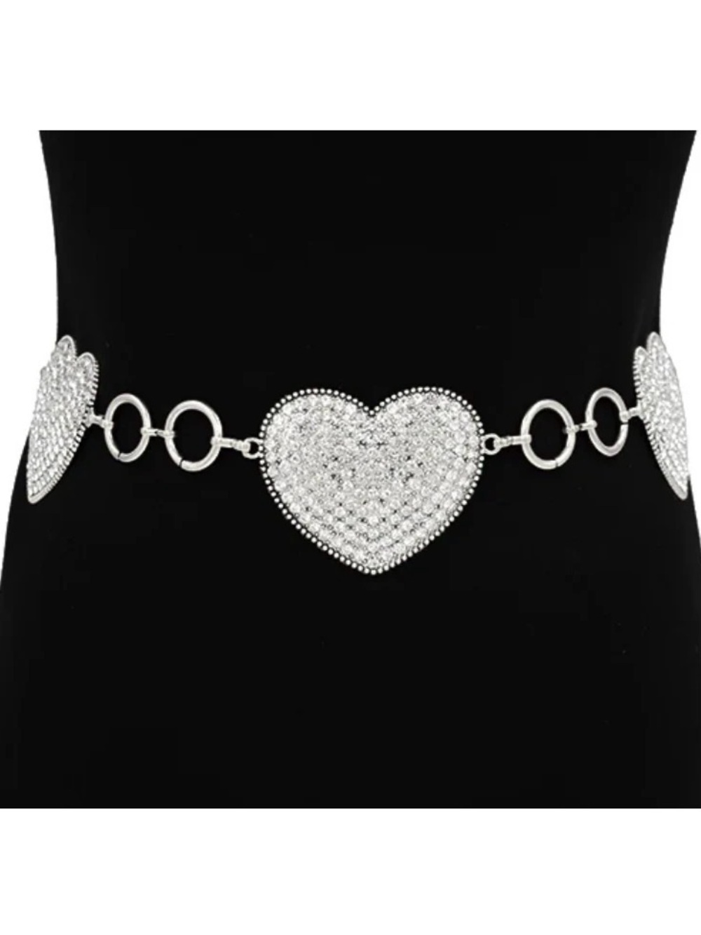 Rhinestone Heart Chain Belt
